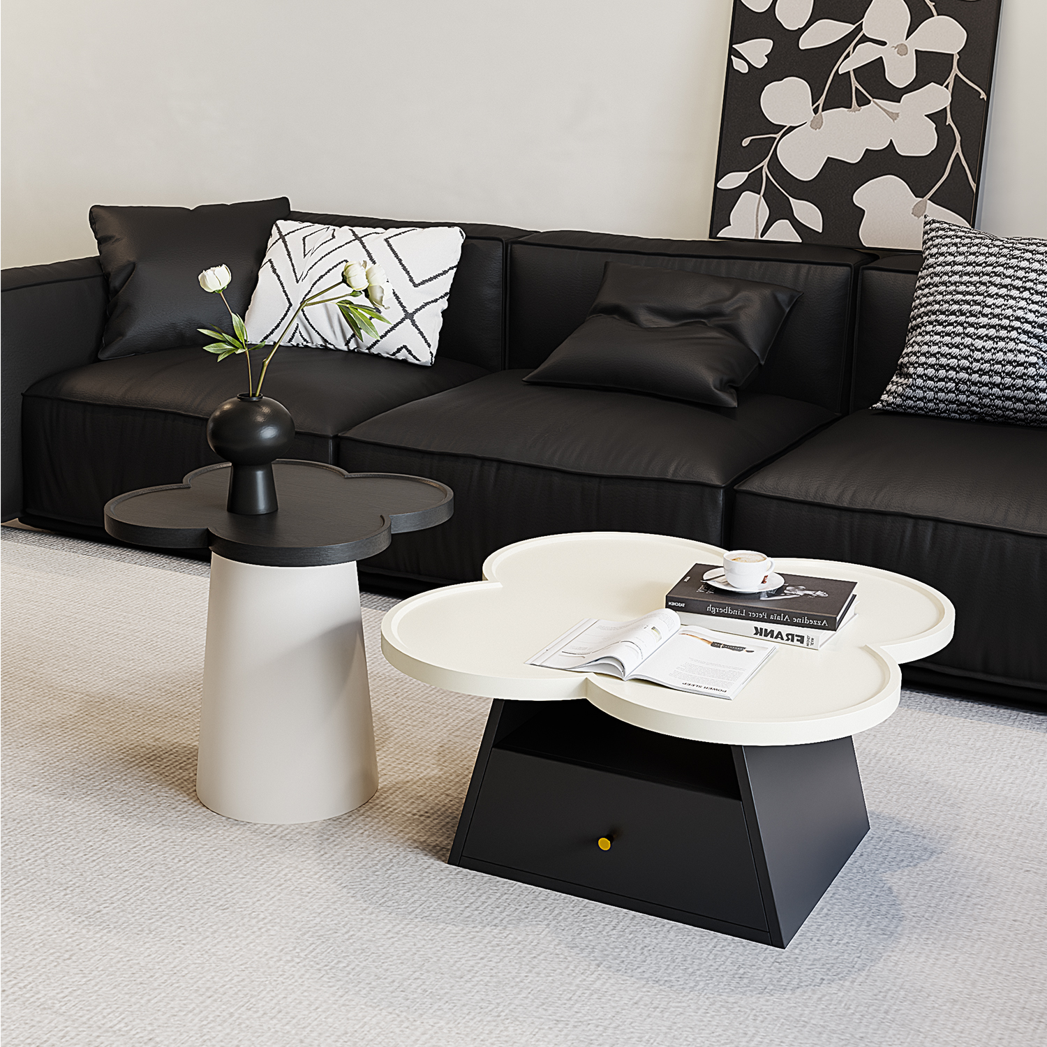 小户型实木四叶草茶几