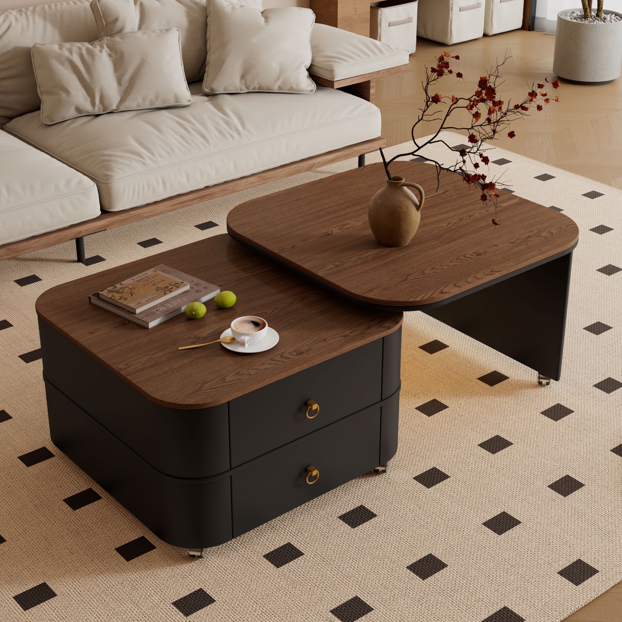 轻奢意式复古风客厅茶几