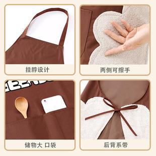 直销可擦手卡通围裙厨房家用高颜值挂脖围腰防水防油污耐脏广 新款