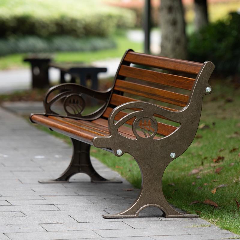 户外公园海豚椅铸铝长椅小区铁艺靠背三人长条椅子室外休闲长凳子