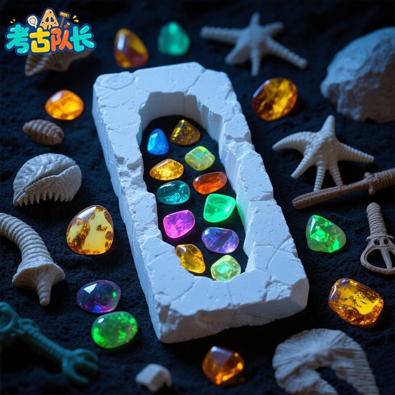 考古挖宝玩具夜光琥珀化石宝藏男