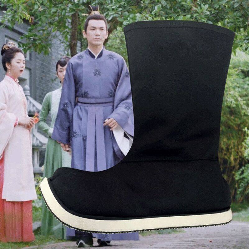 古装翘头皂靴戏剧靴男女明制演出摄影古风鞋带内增高靴子汉服配鞋