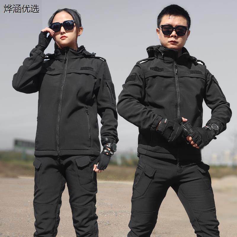 秋冬加绒作训服保安黑色