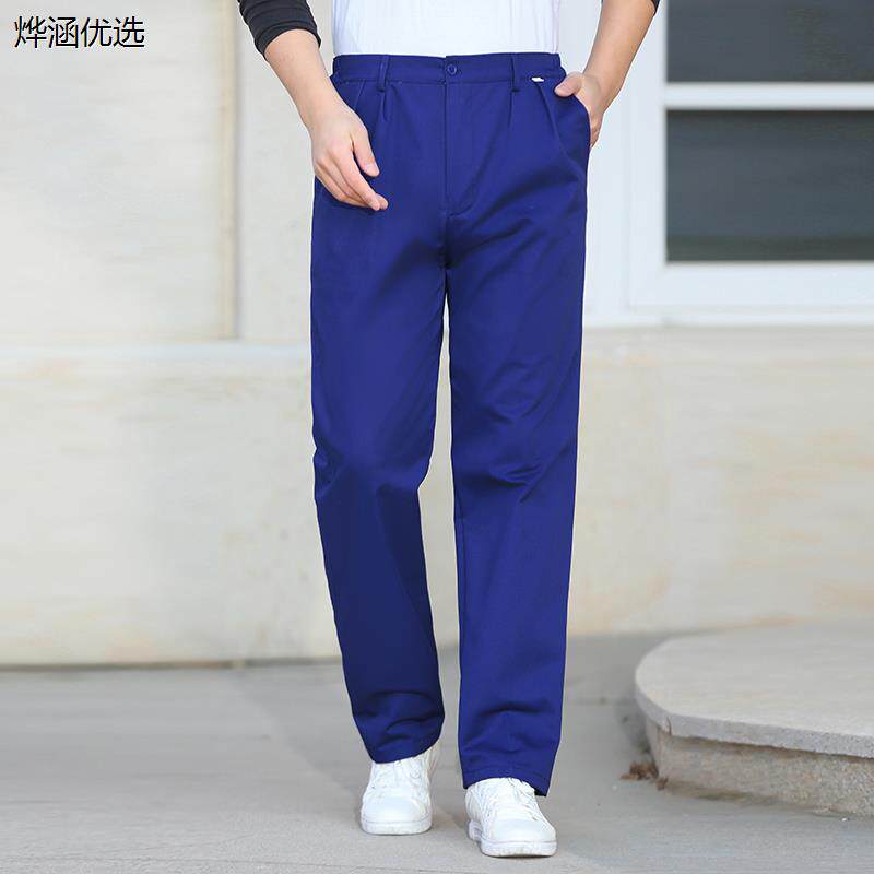 厂家直销新款徐工春秋装高棉工装工厂车间深兰斜纹耐磨工作服裤子