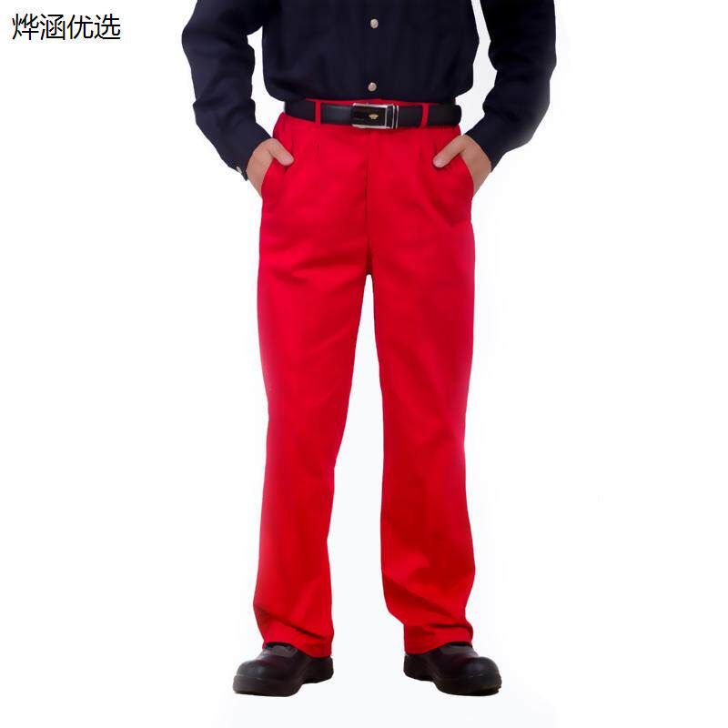秋冬季工作裤子男加厚款帆布耐磨汽修工装裤大红色劳保裤厂家直销