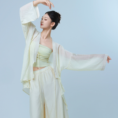 青蝶舞古风爵士开衫舞蹈服宽松中国风表演练功服新外搭身韵纱衣