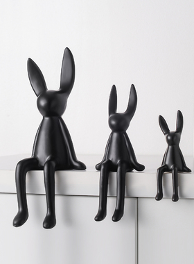 北欧风哑光陶瓷长耳兔摆件客厅酒柜玄关摆件工艺品家居简约装饰品