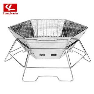 戶外不銹鋼燒烤爐BBQ折疊爐便攜六角柴火炭爐露營(yíng)焚火臺(tái)煮茶圍爐