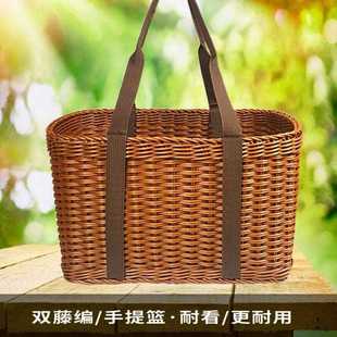 购物篮手提篮宠物篮水果洗澡采摘篮买菜篮家用 手工编织菜篮子时尚
