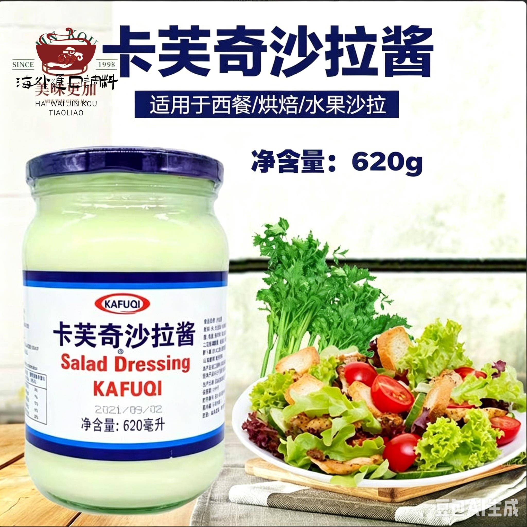 卡芙奇沙拉酱620ml水果沙律凉拌蔬菜卡夫沙拉素食伴侣 卡芙奇妙酱