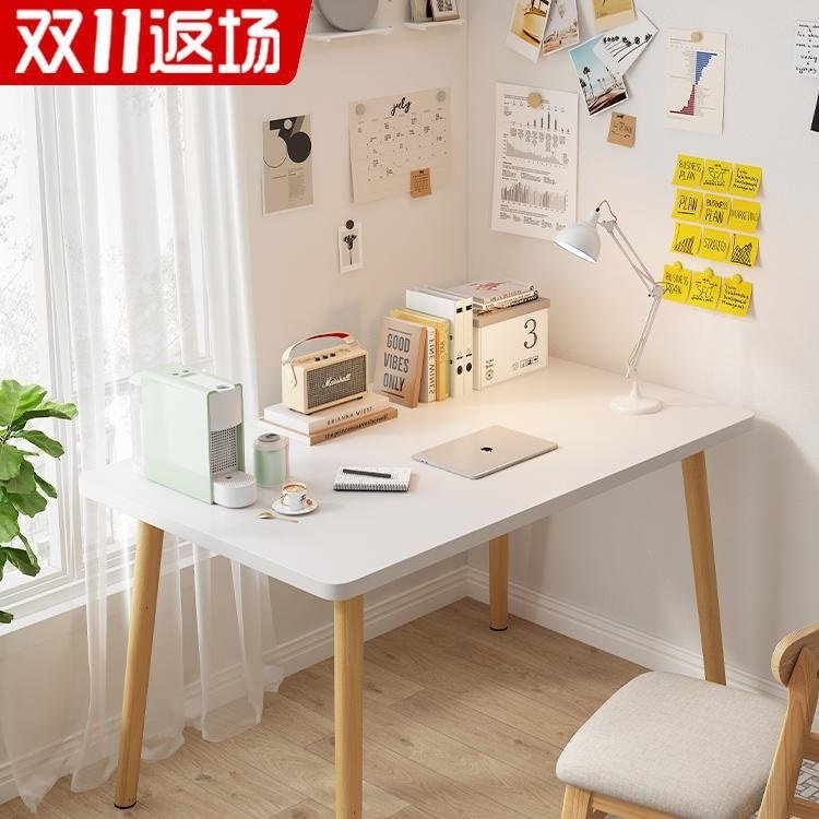 电脑桌台式学生家用卧室书桌写字学习桌简易办公桌工作台实木jω