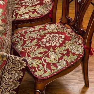 雪尼尔加厚坐垫四季 ?欧式 椅垫办公久坐家用屁垫客厅餐椅靠背套