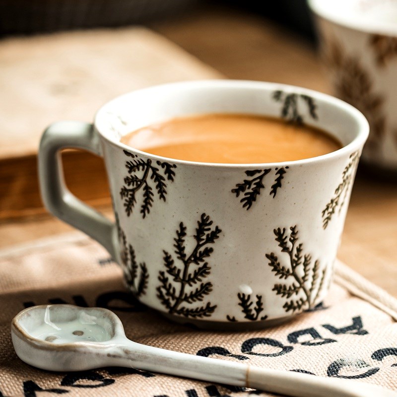 拉花咖啡杯子精致英式茶杯杯碟套装马克杯陶瓷情侣水杯早餐杯