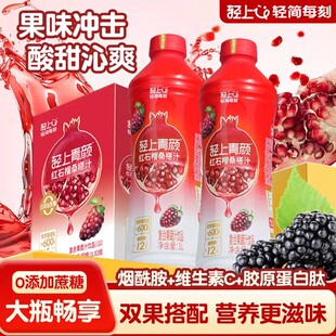 轻上青颜红石榴桑椹汁复合果蔬汁饮品石榴汁1000ml*2瓶整箱发货