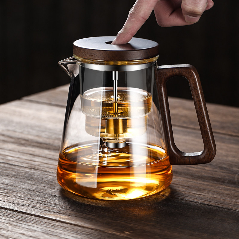 飘逸杯泡茶壶高档茶水分离2024新款玻璃内胆按压式一键过滤冲茶器