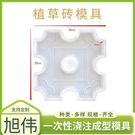九孔植草砖模具30*30*7cm 路牙石模具植草花砖塑料注射成型模具