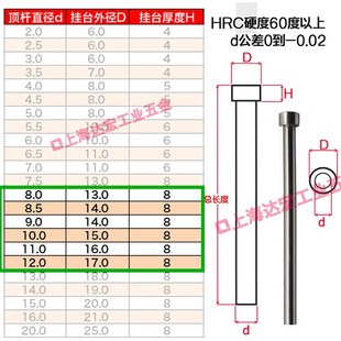 模具顶针 SKD61顶杆 高硬度8mm 8.5*100 150 200 250 300 350 400