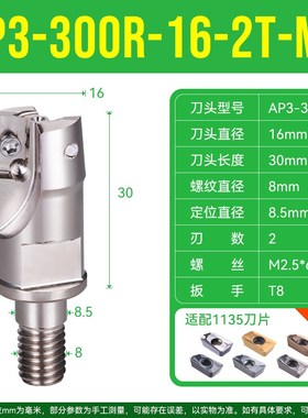锁牙式铣刀头BAP300R/400Rw钨钢抗震铣刀杆可换刀头APMT1135/1604