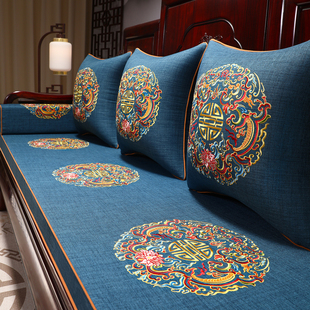 中式红木沙发坐垫套罩中古风实木家具座垫防滑罗汉床专用垫子定制