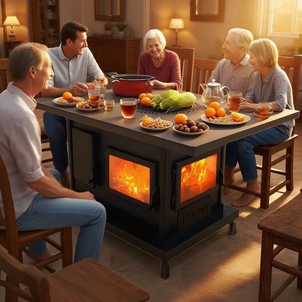 沃贝斯方桌圆桌客餐厅取暖桌