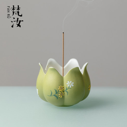 梵汝手绘陶瓷花苞小清新香炉
