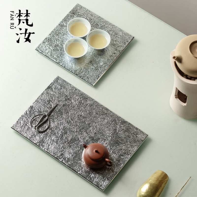 天然乌金石银箔高档家用干泡盘