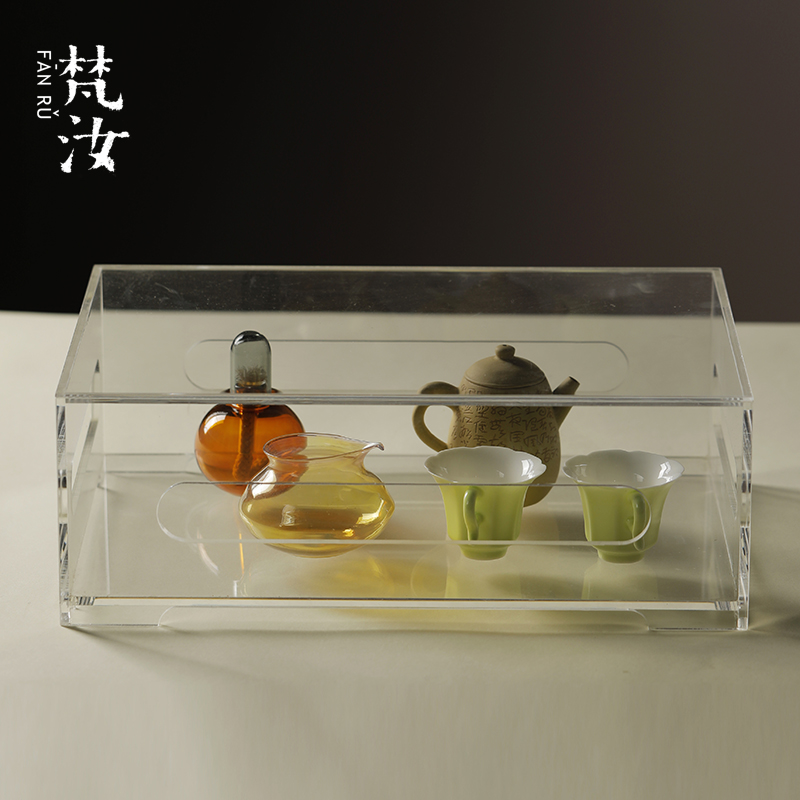 梵汝 亚克力简约茶棚茶具收纳展示架博古架室内家居置物架防尘