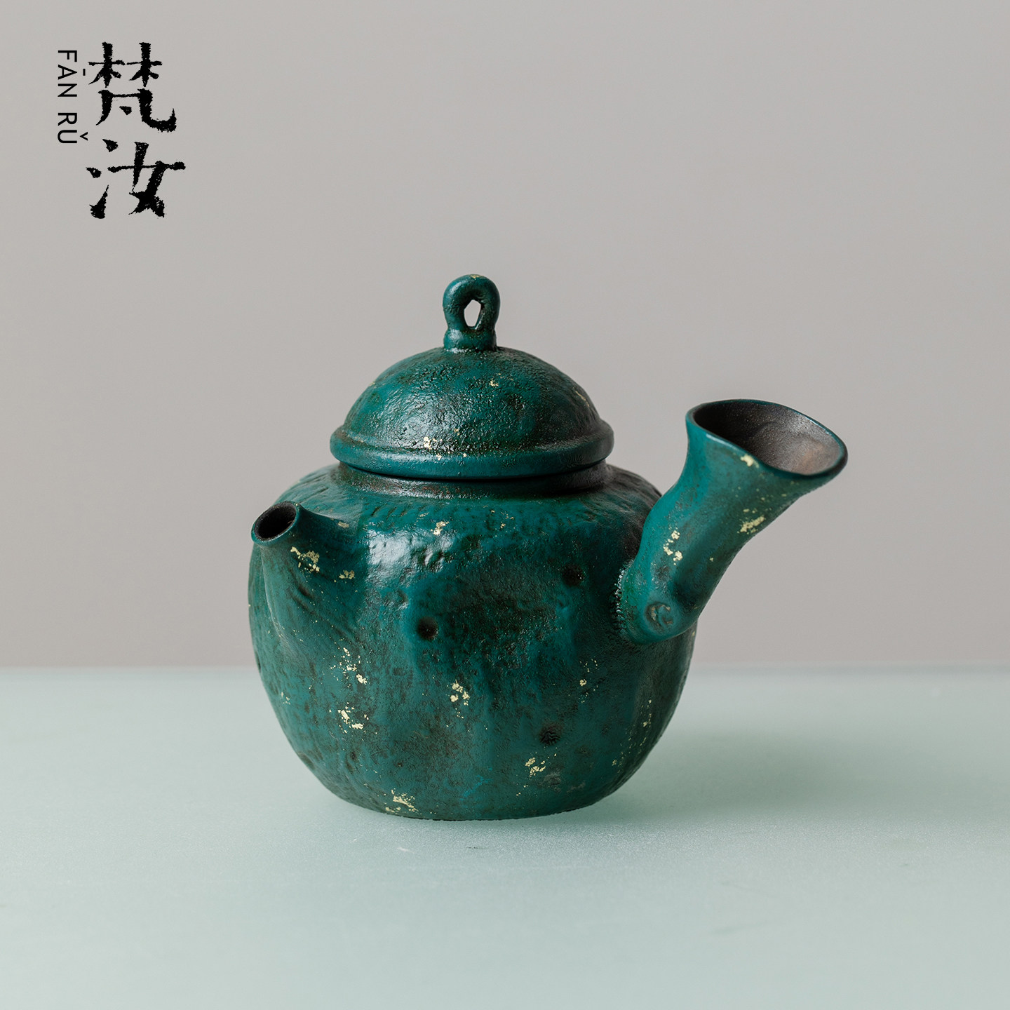 梵汝植物大漆手工粗陶侧把壶