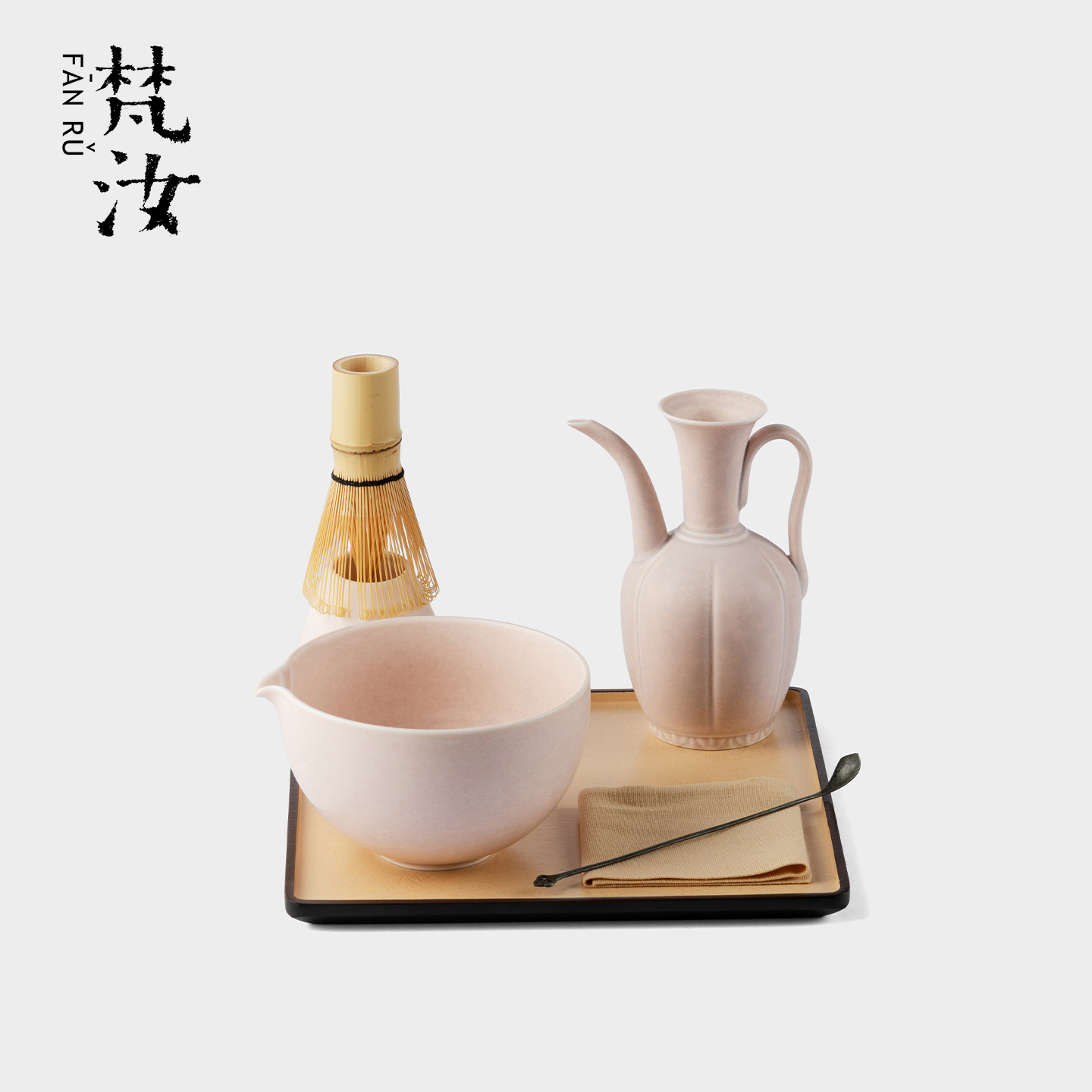 梵汝日本窑变抹茶碗带托盘套装