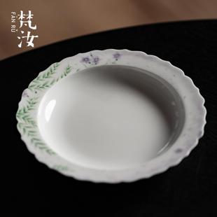 手绘茶壶垫子陶瓷壶承景德镇釉下粉彩干泡盘茶点盘茶道配件 梵汝