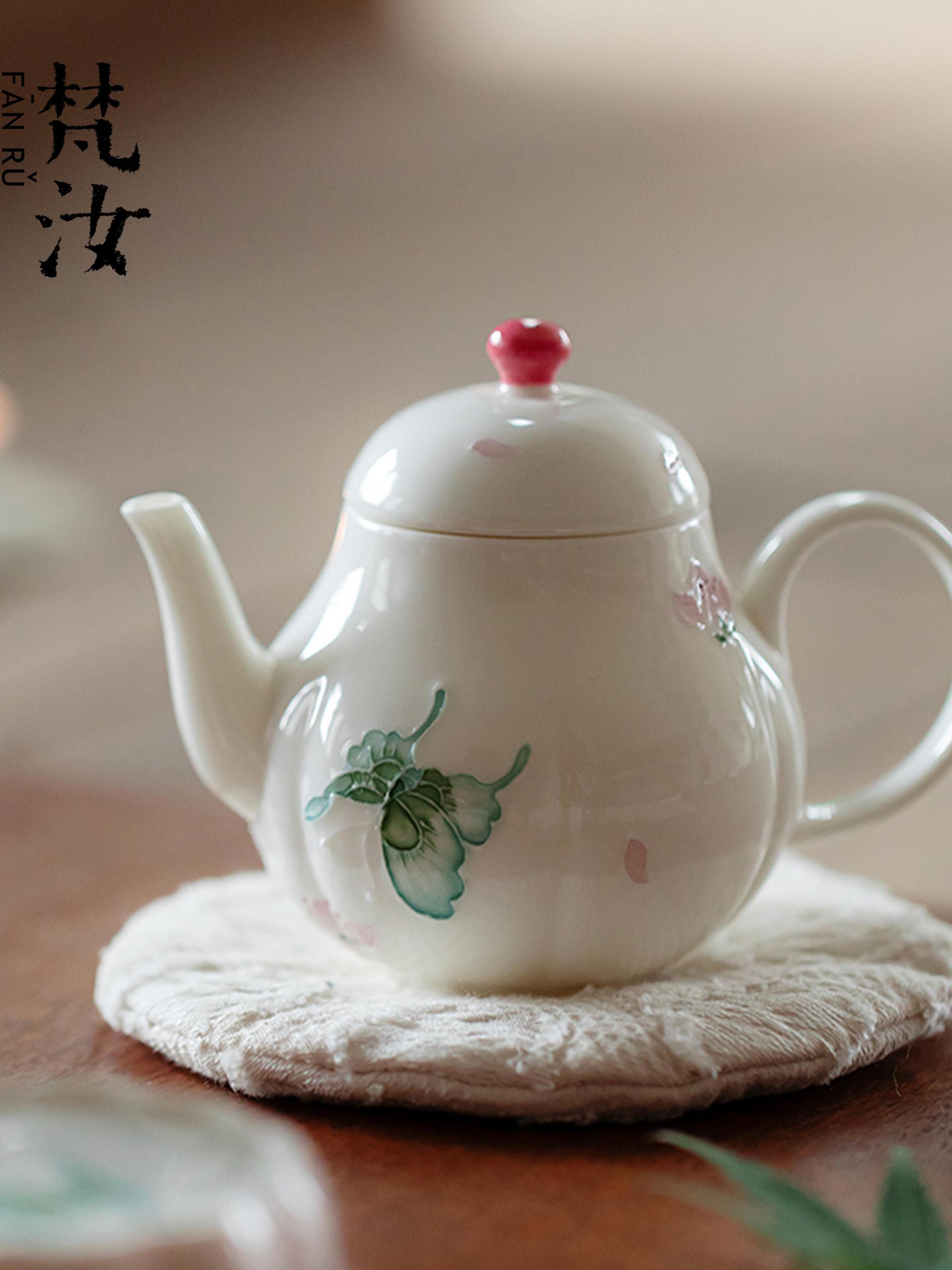 凡如景德镇釉下彩手绘茶壶有田瓷单瓷家用高值小茶壶
