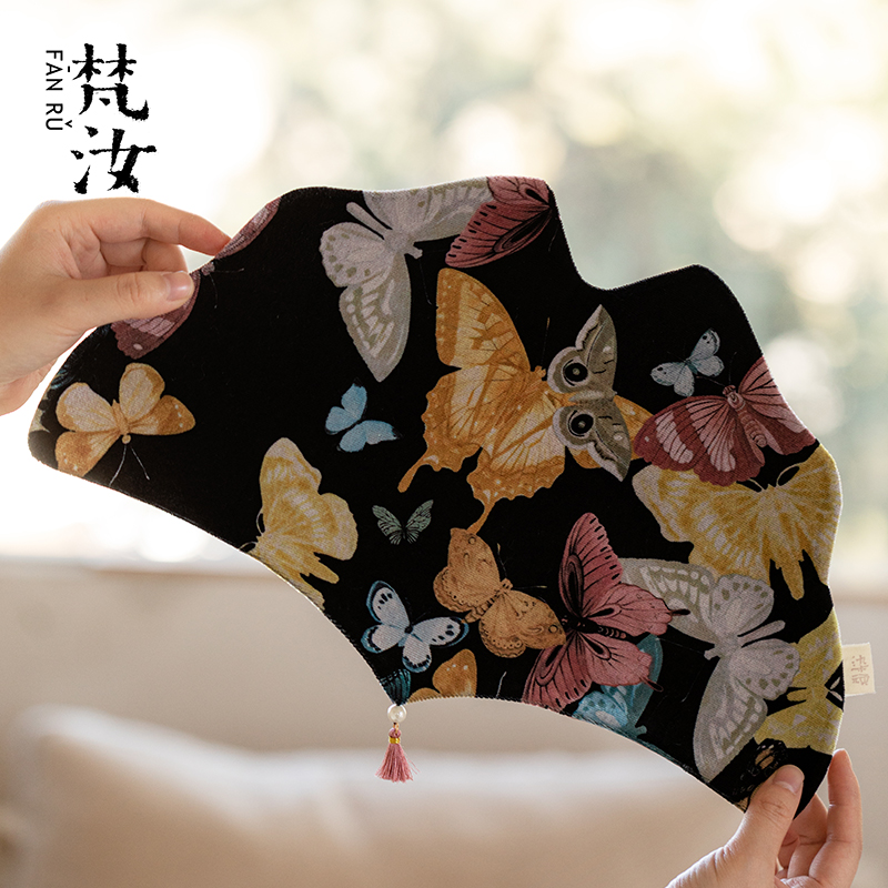 梵汝高端新中式丝绒蝴蝶茶席高颜值防水干泡席一人用桌布隔热茶垫