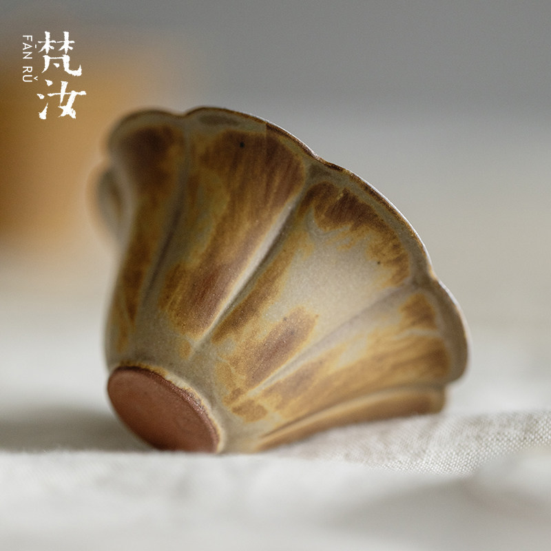 梵汝 日式诧寂复古风粗陶陶瓷茶杯落栀花口杯单杯功夫茶具品茗杯,餐饮具,茶杯,淘宝优惠券,粉丝福利购,淘宝优惠卷