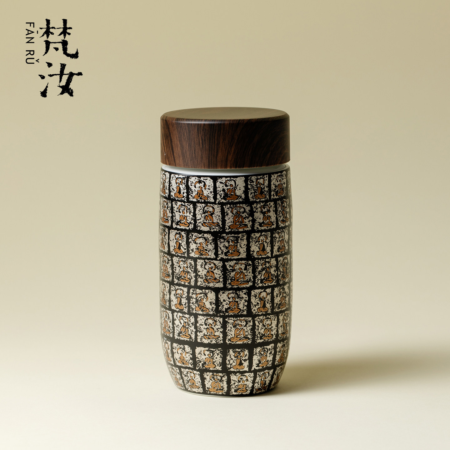 梵汝鎏银千佛石窟保温杯中式文创办公水杯高端陶瓷车载养生随身杯