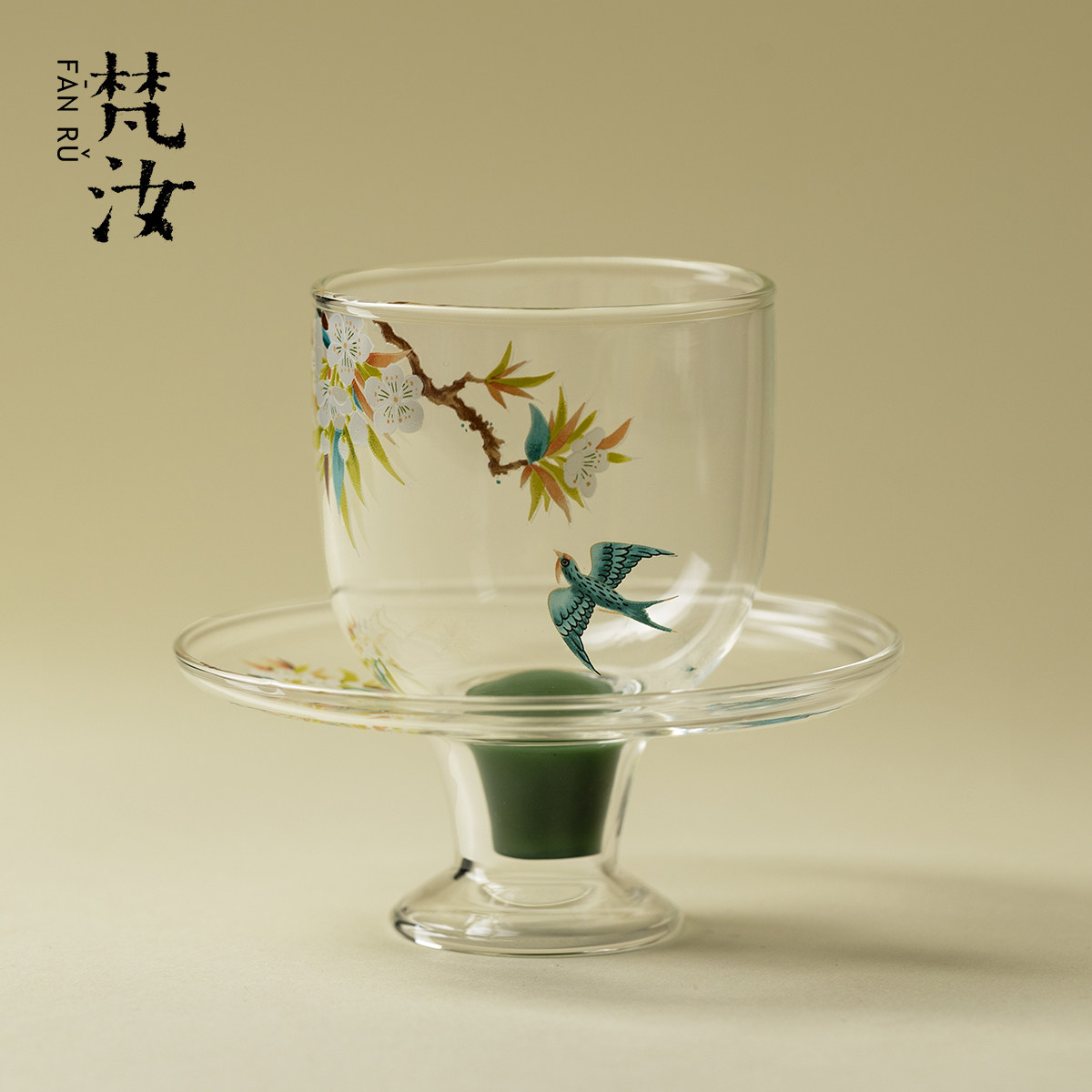 梵汝整套高档玻璃春景茶杯专用茶盏杯垫套杯个人专用主人杯品茗杯,餐饮具,茶杯,淘宝优惠券,粉丝福利购,淘宝优惠卷