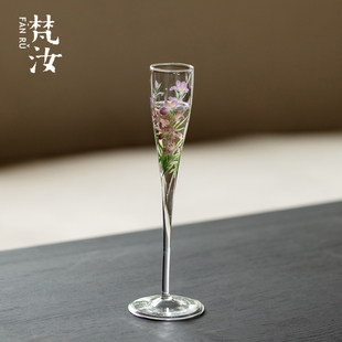 梵汝鸢尾花玻璃高脚杯创意手工香槟杯酒杯调酒杯闻香杯主人品鉴杯