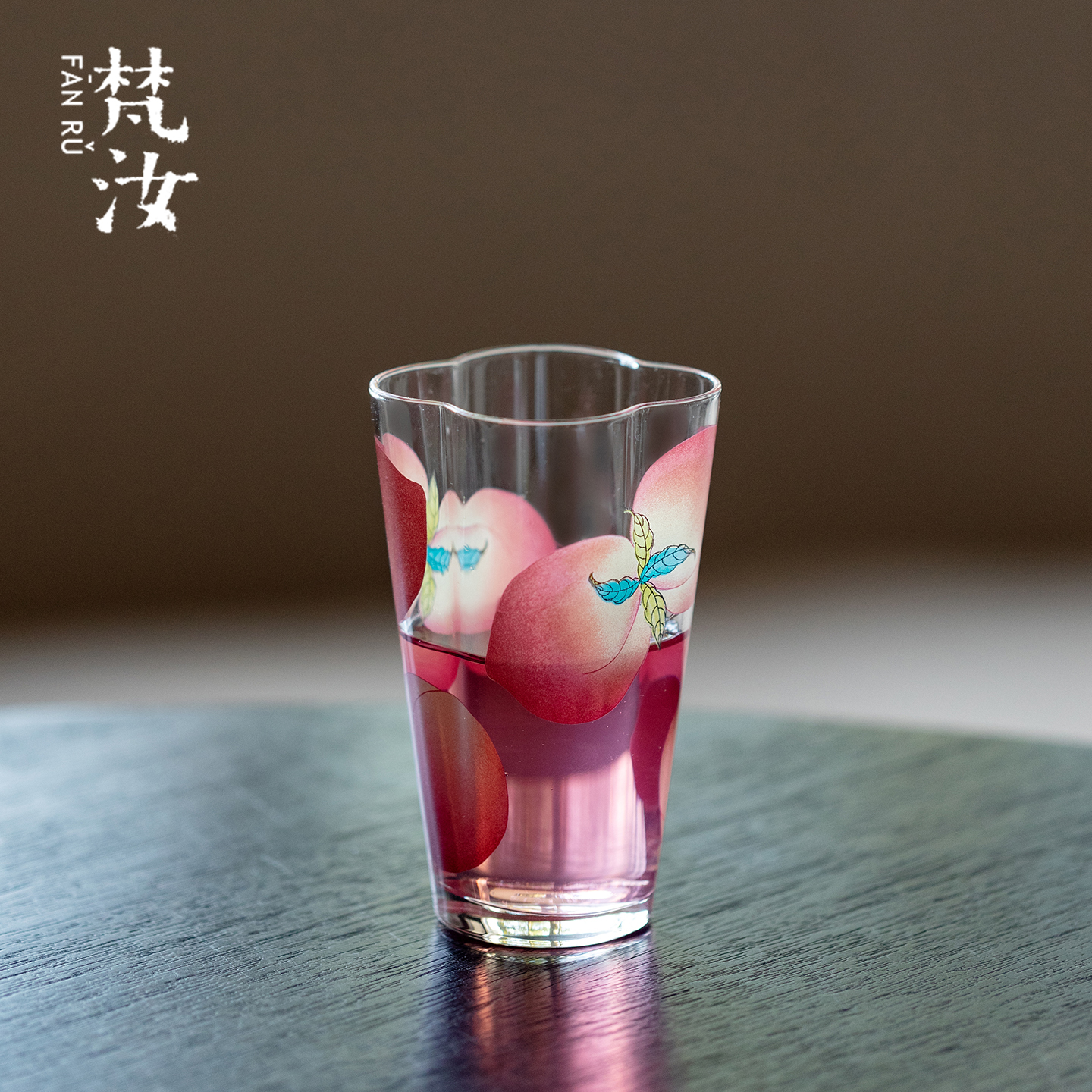 梵汝 高颜值粉彩春桃海棠花口杯原创手工透明品茗杯功夫茶具茶杯