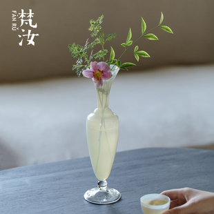 梵汝 日式冰玉玻璃花瓶室内客厅玄关摆件插花鲜花器皿现代花插瓶