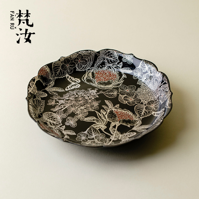 梵汝高端银彩花蝶共舞花口壶承