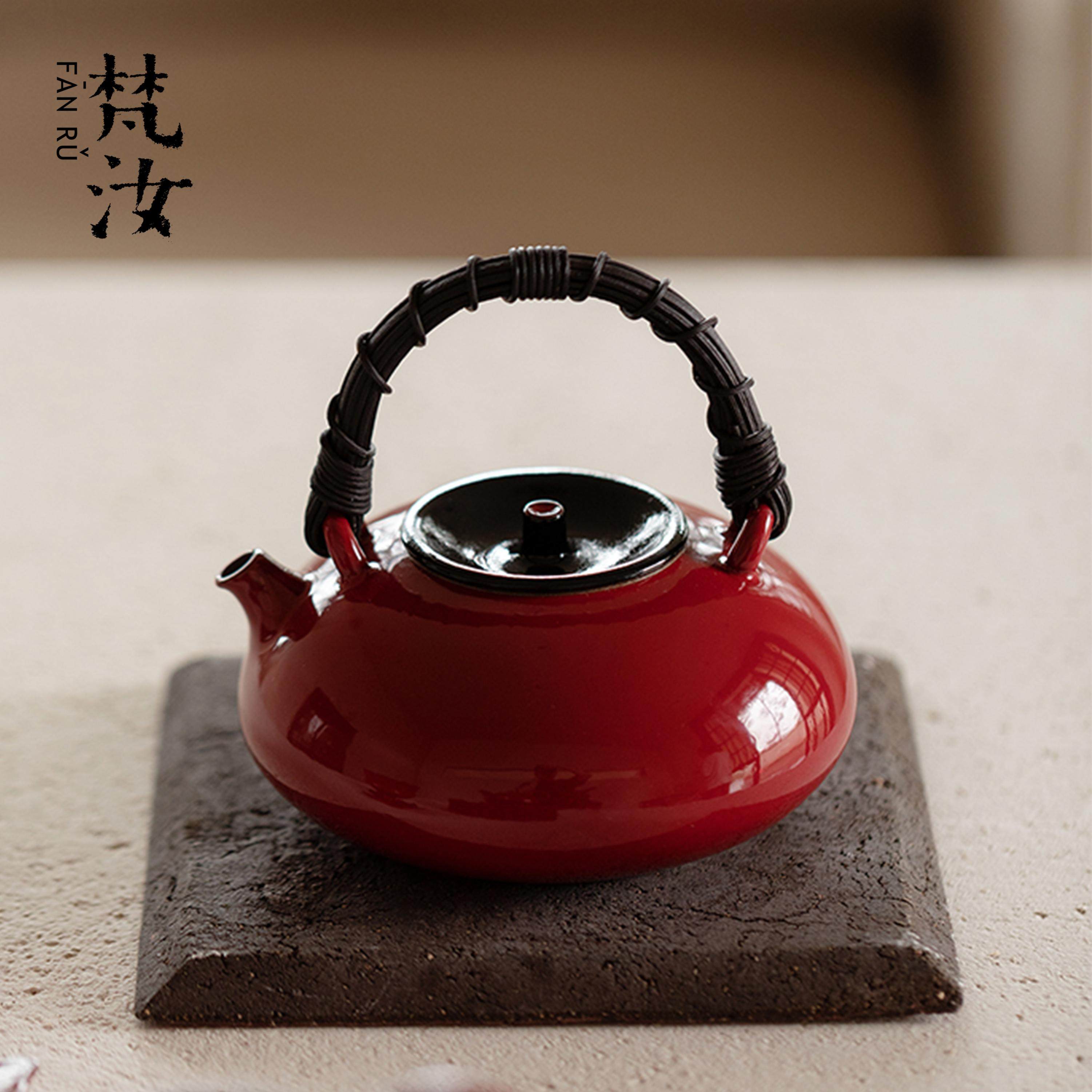 梵汝 围炉煮茶故宫红煮茶壶日式粗陶藤编烧水壶电陶炉碳炉煮茶器,餐饮具,茶壶,淘宝优惠券,粉丝福利购,淘宝优惠卷