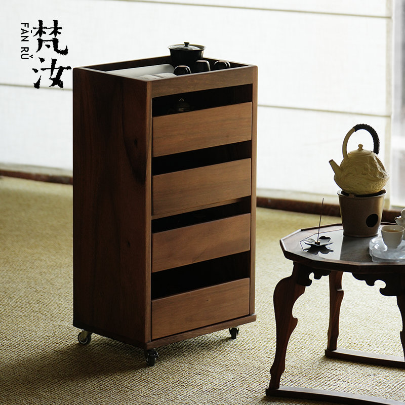 梵汝高级感胡桃木收纳柜抽屉柜