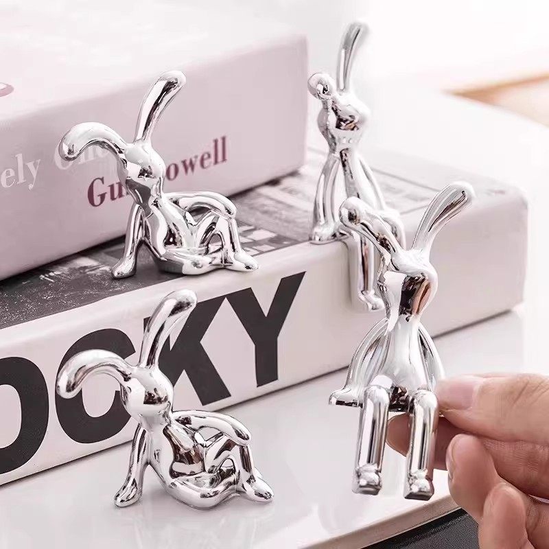 北欧现代电镀创意兔子摆件轻奢客厅汽车潮玩摆件电视柜房间装饰物,家居饰品,桌面摆件,淘宝优惠券,粉丝福利购,淘宝优惠卷