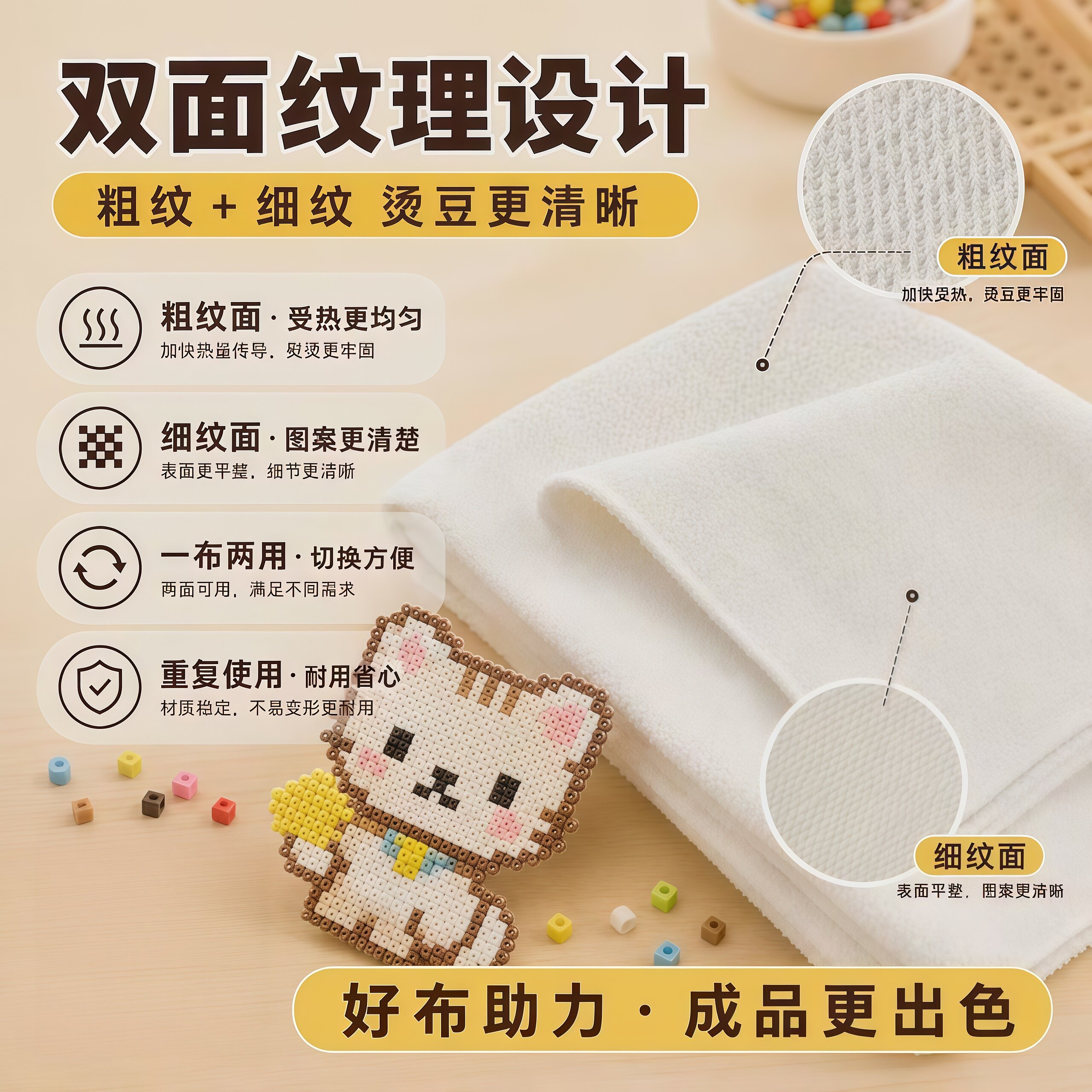 拼豆手工耐高温全白搓澡巾