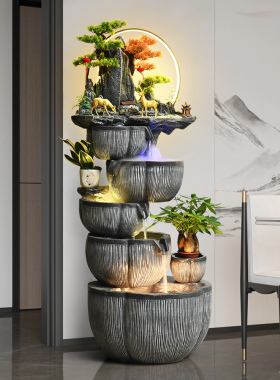 现代流水摆件循环水客厅落地运势风水轮假山喷泉水景阳台景观装饰