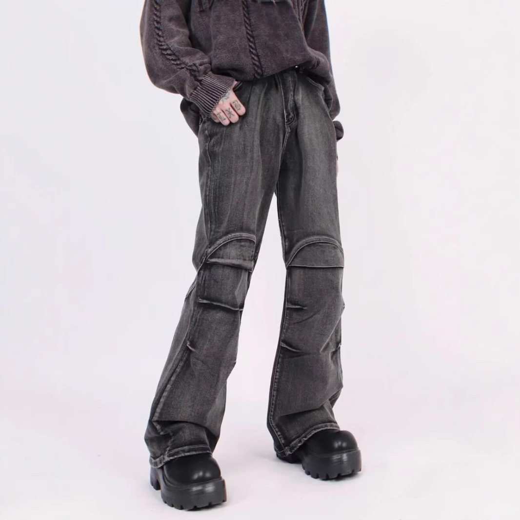 2025港风新款黑色牛仔裤男款夏季商超新款修身直筒休闲男士长裤