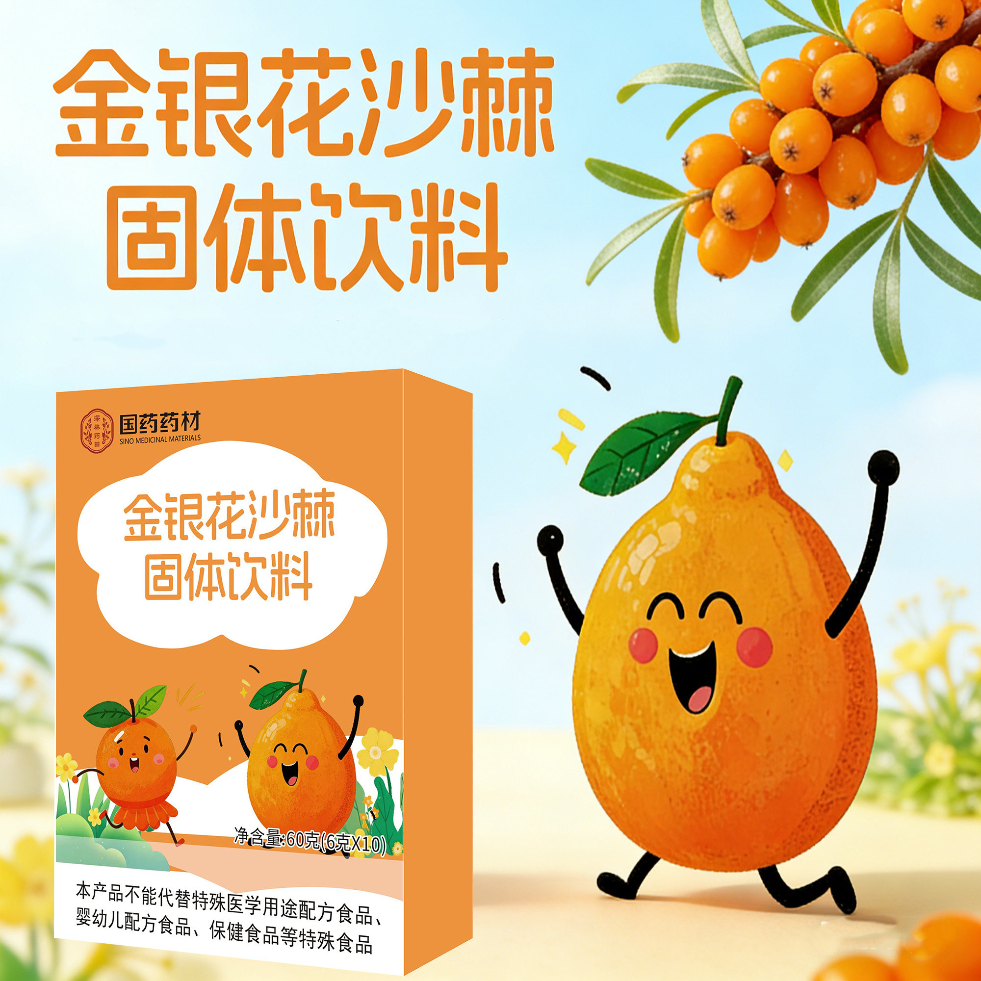 国药药材金银花沙棘清清宝儿童宝宝内热祛火奶粉伴侣颗粒药食同源