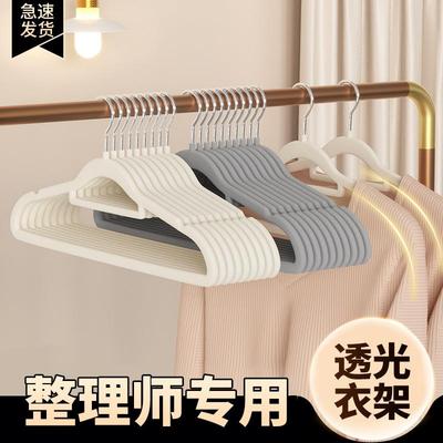 厂家直供全新透光植绒衣架防滑无痕收纳整理师推荐衣服架衣撑