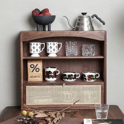 家博古架简框木架睦现代展示柜架樱桃古董多宝阁杯架黑胡桃木