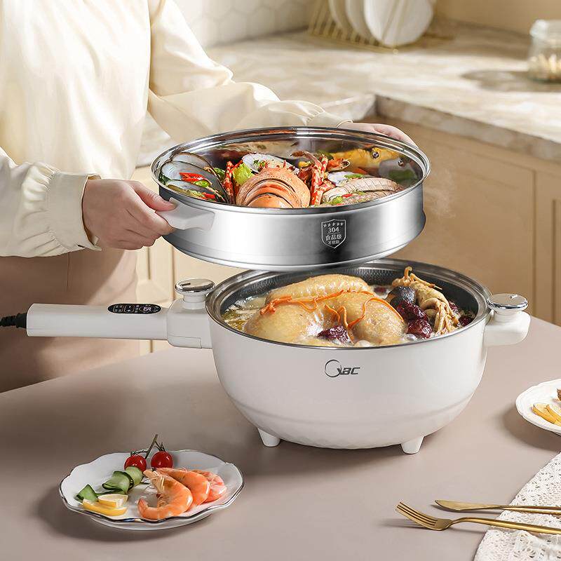 微压多功能电炒锅一体不粘锅家用炒菜不锈钢无涂层家用宿舍电蒸锅