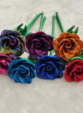 【小玫瑰花模型】 金属铝线工艺品 情侣玫瑰礼物 创意手工工艺